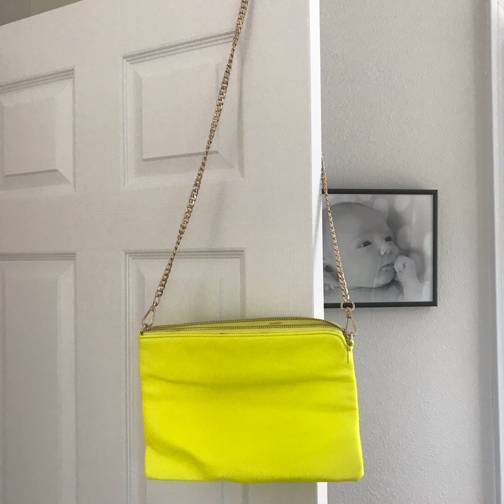 Electric green/yellow strap purse